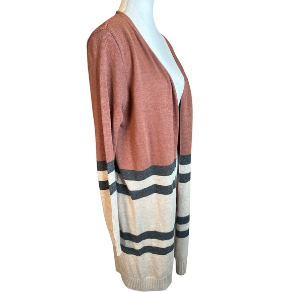 Doe & Rae NWT Cashmere Brown and Cream Striped Cardigan - Picture 4 of 11